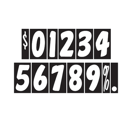 7 1/2 White & Black Adhesive Windshield Numbers: 6 Pk